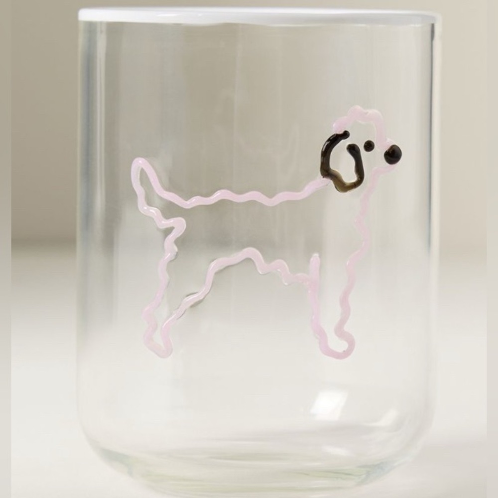 Anthropologie Love Notes Juice Glass - Poodle